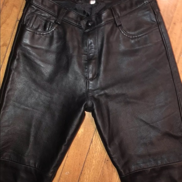 VIA LUCCI Italian Black Leather Pants - Picture 2 of 4